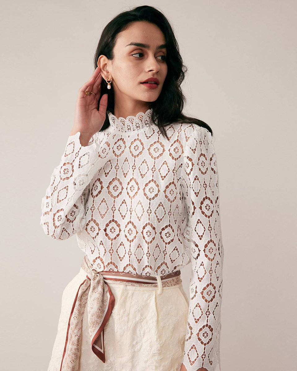 The Floral See-through Blouse & Reviews - White - Tops | RIHOAS