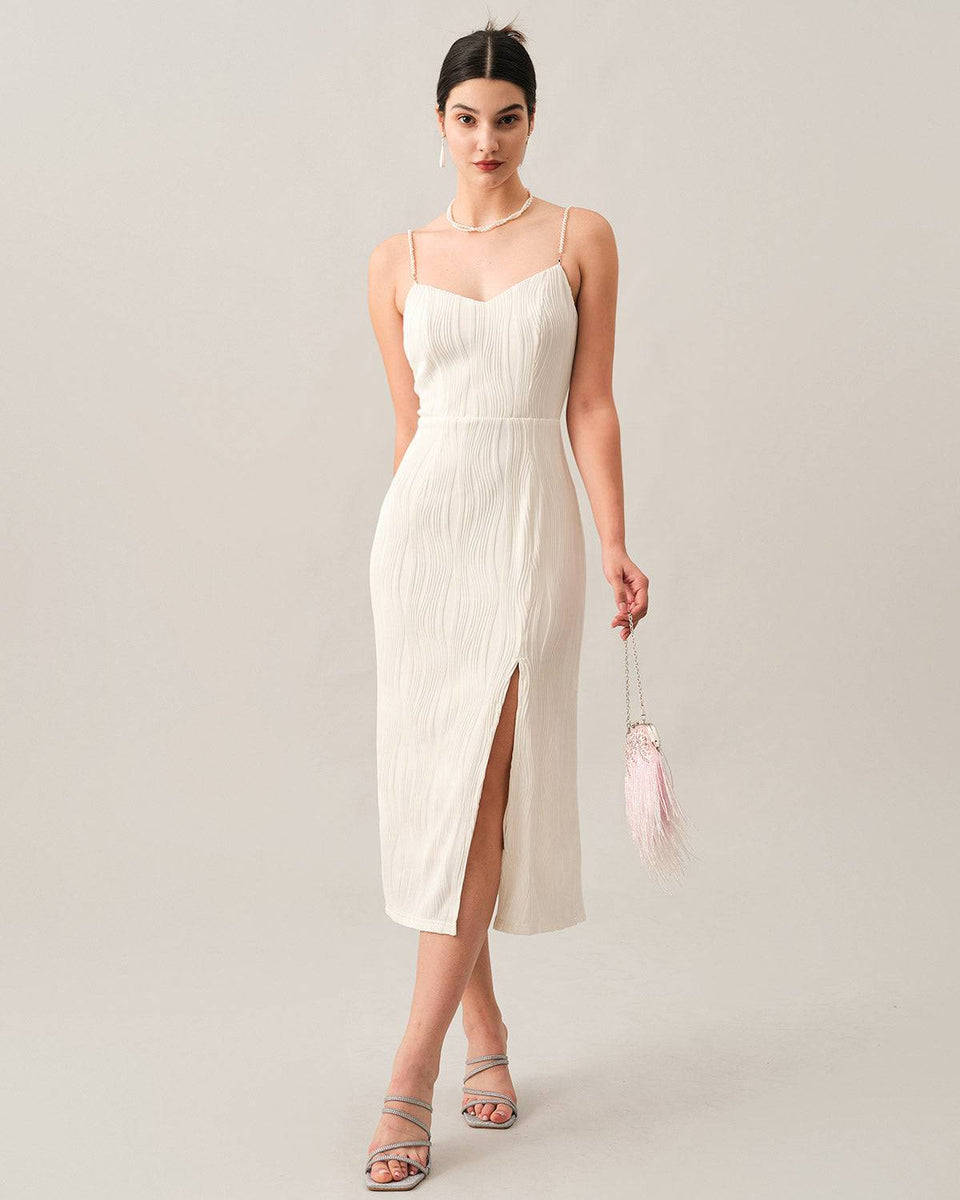 The Wave Textured Midi Dress & Reviews - White - Dresses | RIHOAS