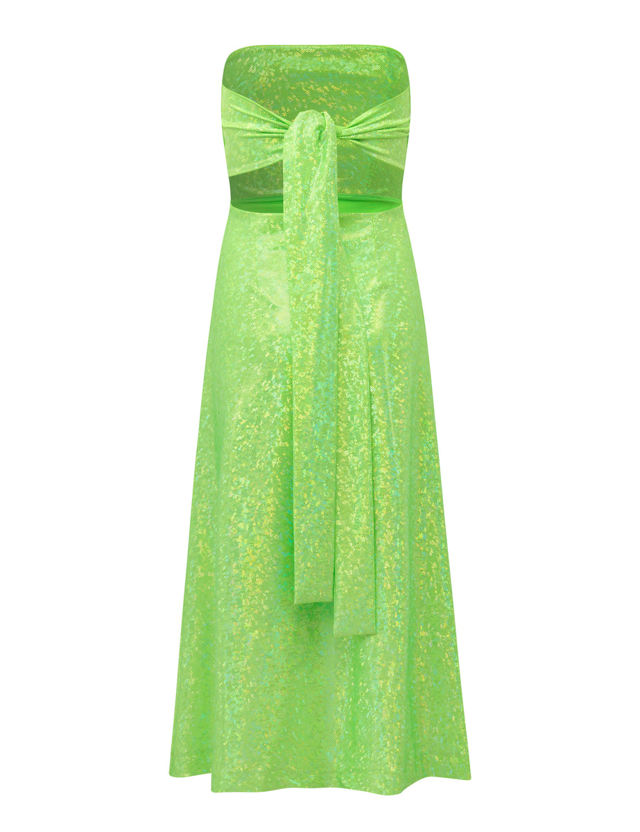 green shimmer dress