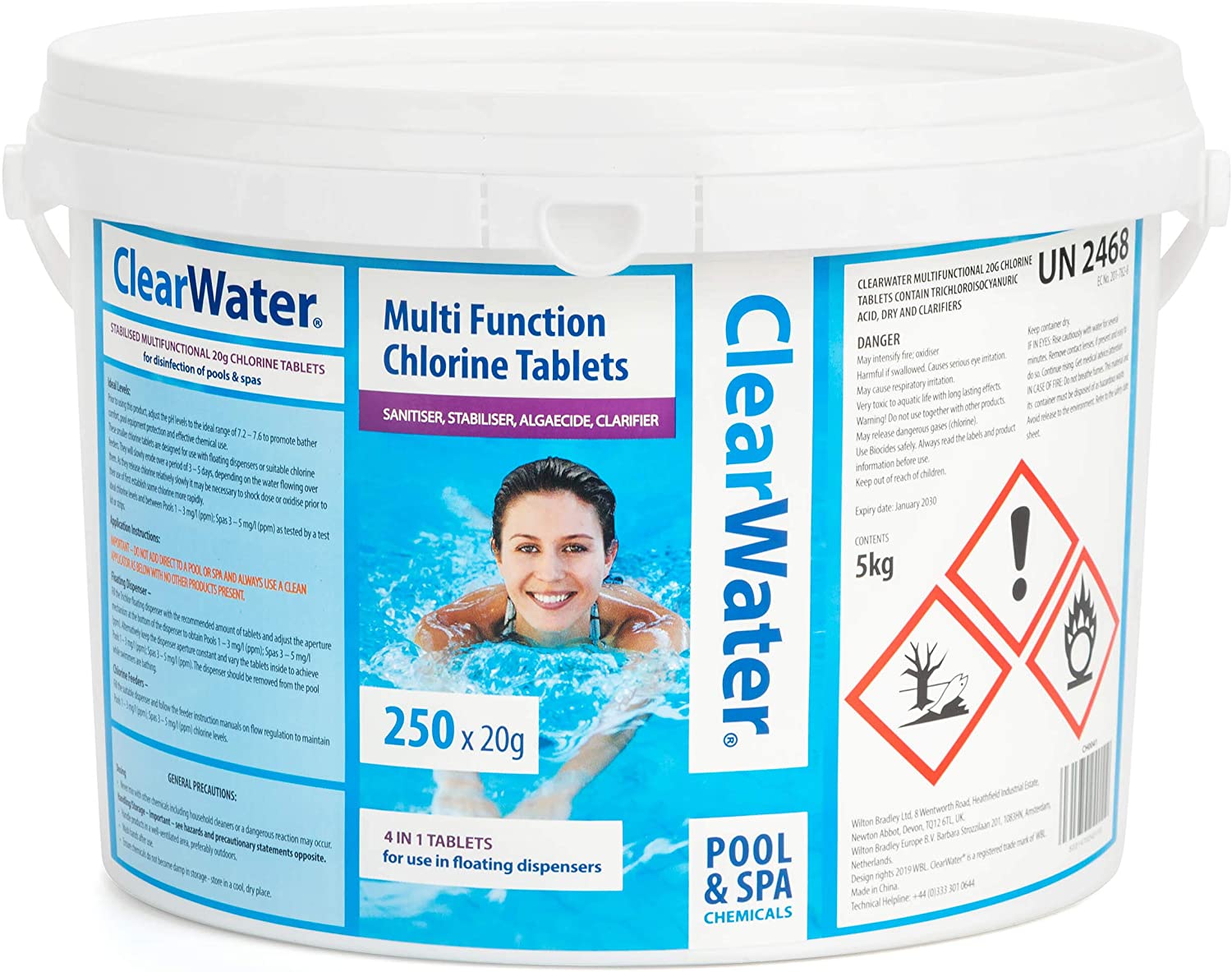 Bestway Bestway Clearwater Multifunction 1 KG Chlorine Tablets 50 x 20g Pool Hot Tub Uk 