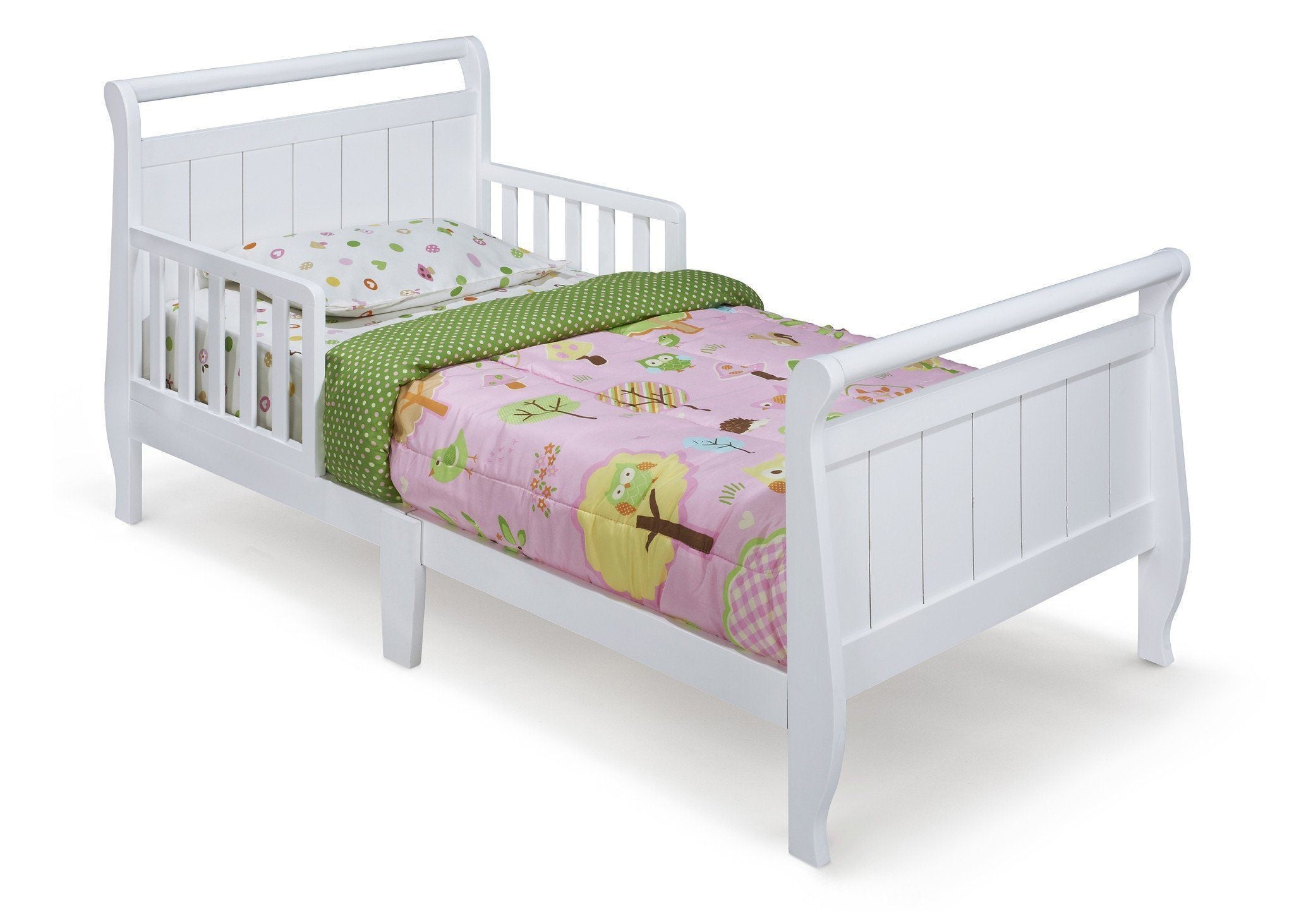 childrens white bed with mattress