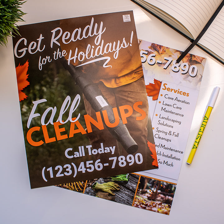 Fall Property Clean Up Flyer Template Design Lawn Care Media