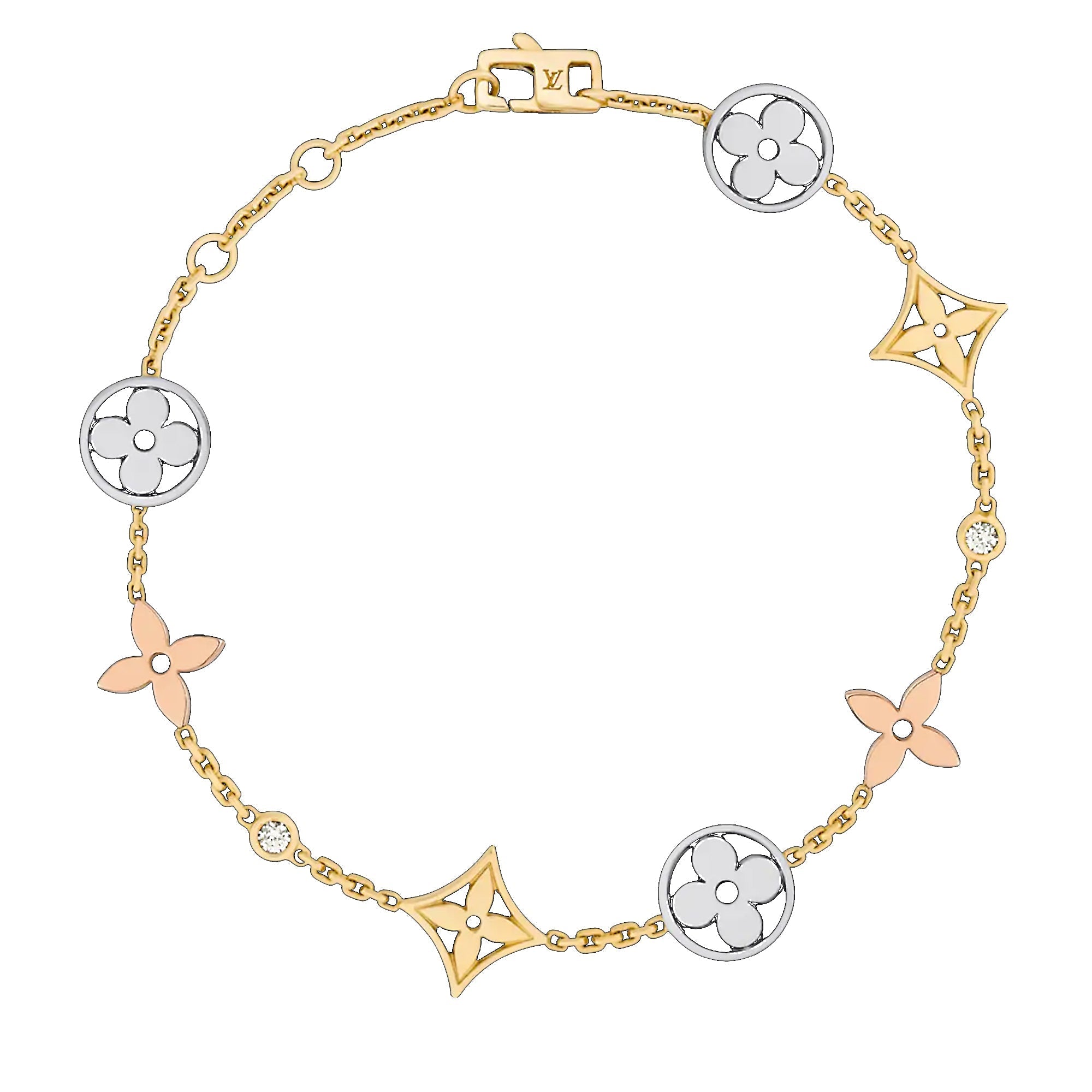 Color Blossom BB Multi-Motifs Bracelet, Yellow Gold, Onyx And