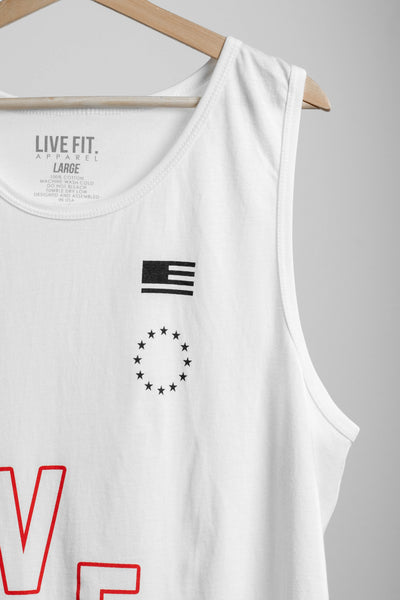 All Star Tank Top- White/Red