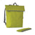 Folding Backpack: Green displayed with roll up pouch.