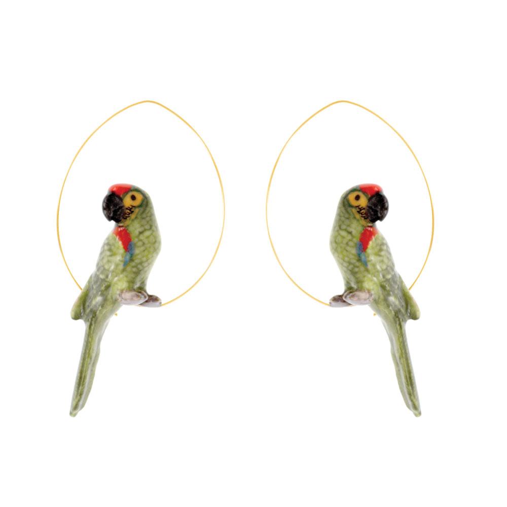 Nach: Parrot Earrings on display.