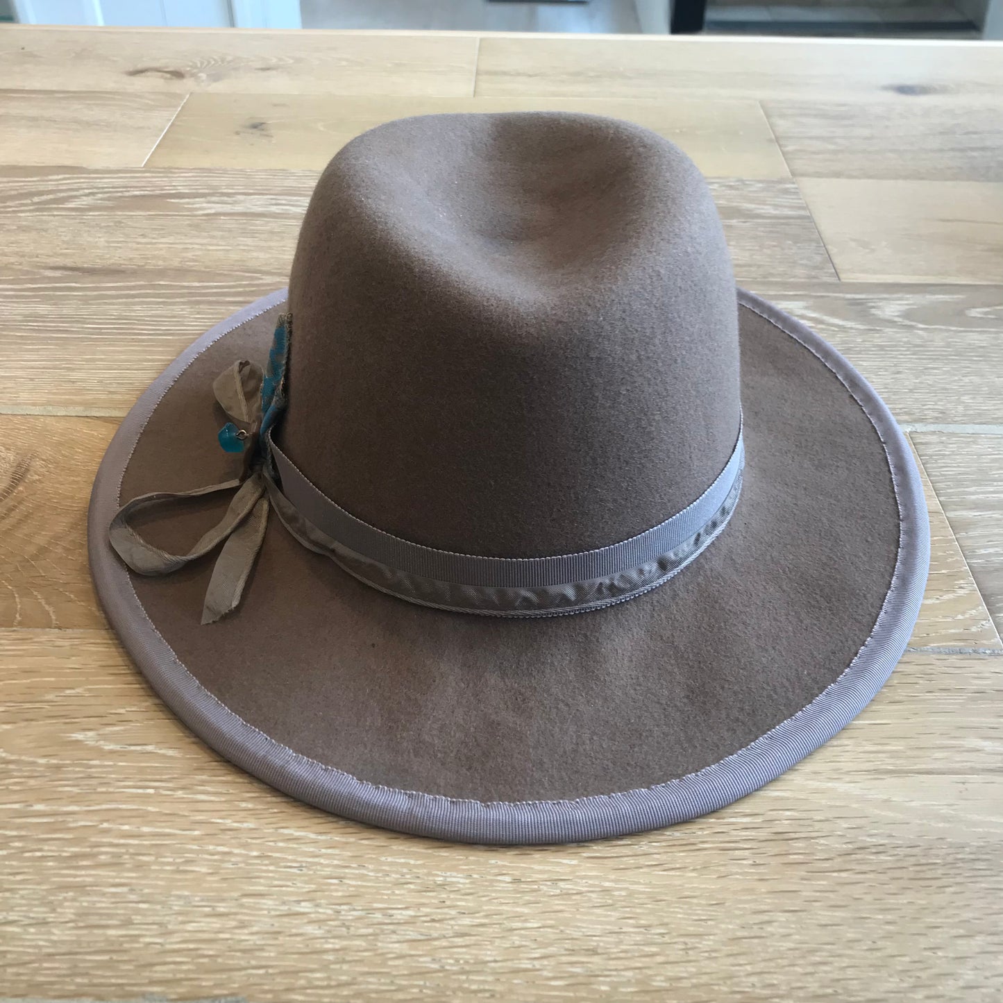 Taupe Wool Felt Homburg with Fancy Trim (L)