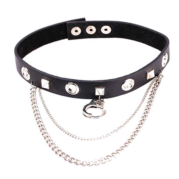 black leather choker