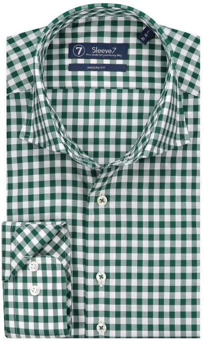 conservatief deeltje verband Groen geruit poplin overhemd met mouwlengte 7 - Sleeve7 – CJE Fashion