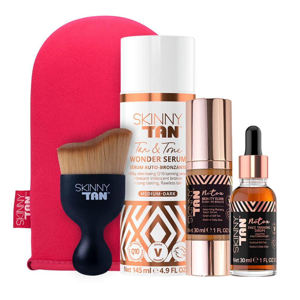 Skinny Tan Bundle Anti-Ageing Tanning Bundle - Wonder Serum, Notox Beauty Elixir, Notox Face Drops, Miracle Brush & Application Mitt