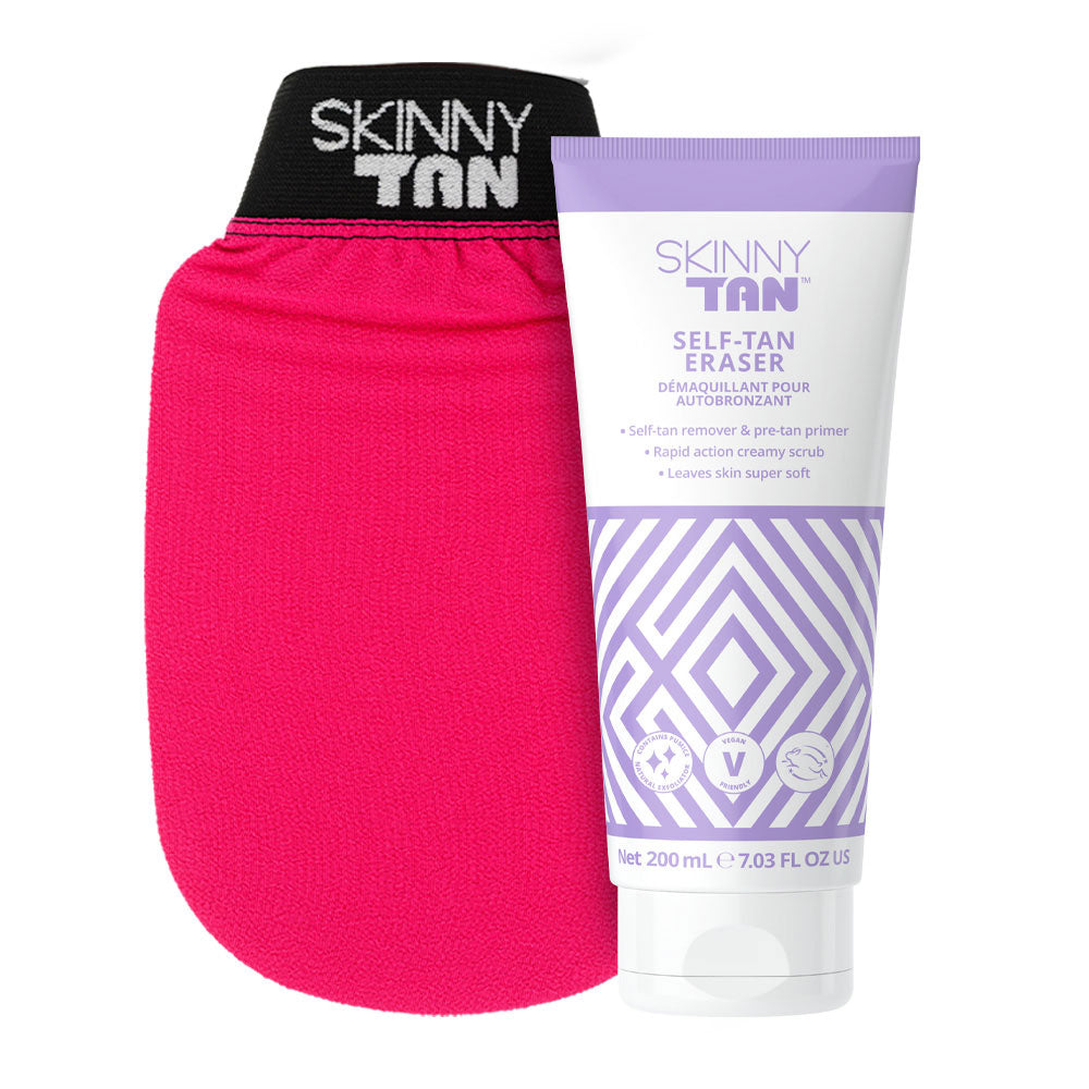 Skinny Tan Miracle Tan Eraser 200ml Free Exfoliating Mitt - Removes Old & Unwanted Fake Tan To Leave Skin Soft & Prepped