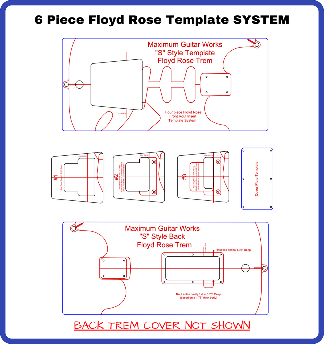 BRIDGE Sweet “S” 6 Piece Floyd Rose Routing Template SYSTEM Maximum