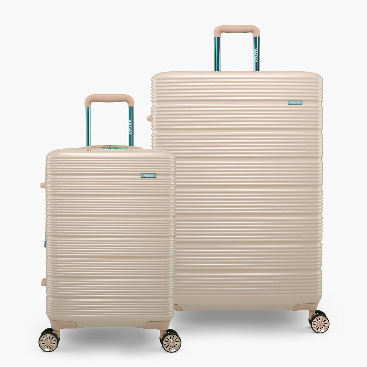 on vacay luggage rose gold