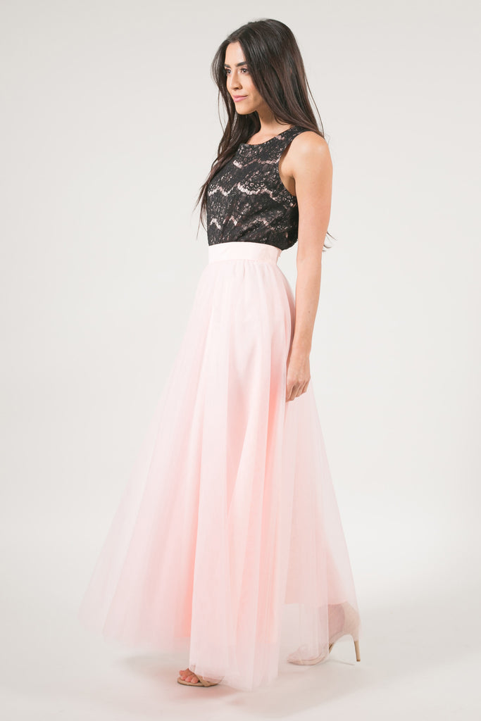 blush tulle maxi skirt