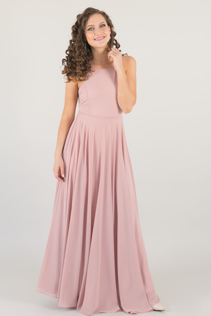 pink flowy long dress