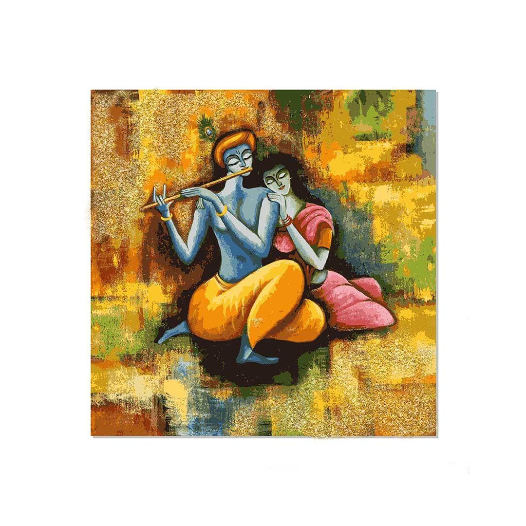 Radha Krishna Canvas Wall Painting | Cotton Stretched Canvas – Rangoli