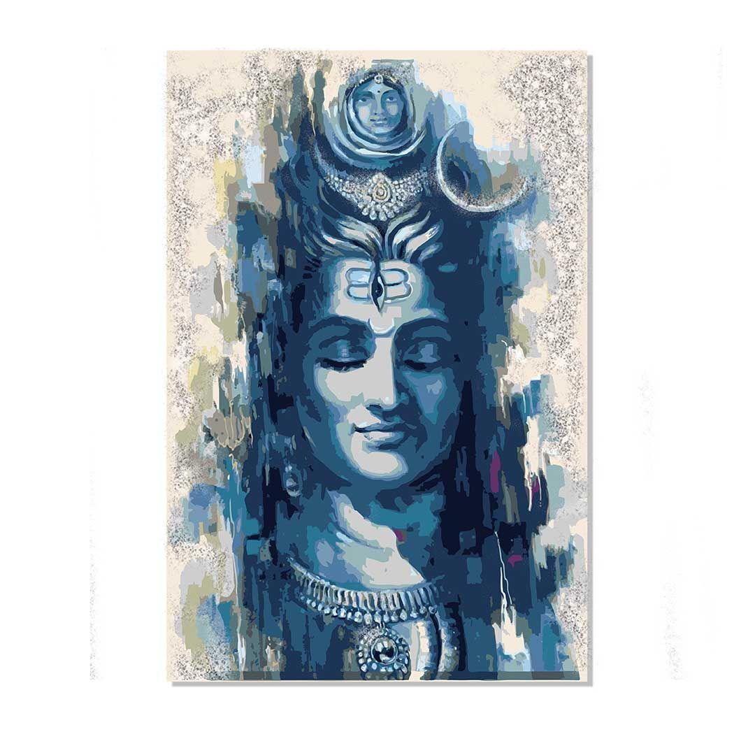 Lord Shiva Portrait Canvas Wall Painting | Cotton Stretched Canvas ...