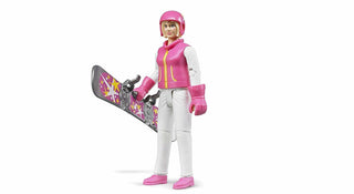 Snowboarder woman with accessories
