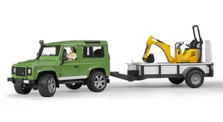 Land Rover Defender With Trailer, JCB Exc. And Worker