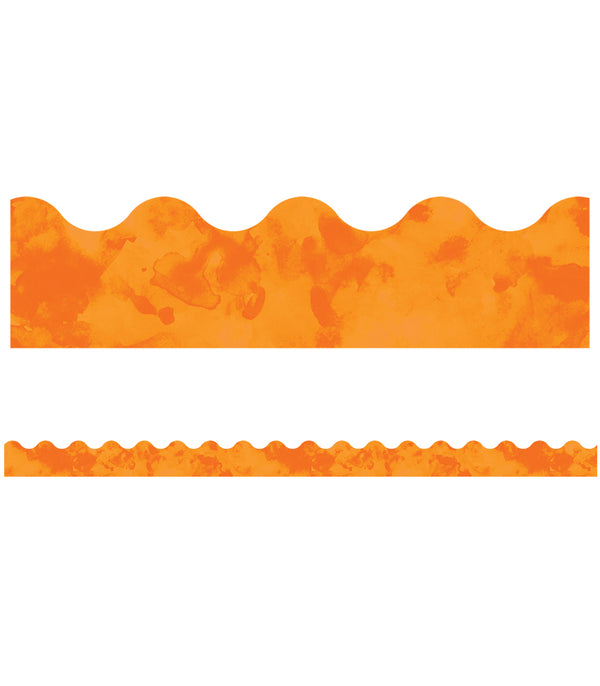 Watercolor Orange Scalloped Borders