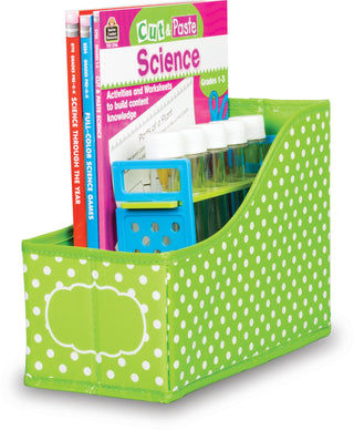 Lime Polka Dots Book Bin