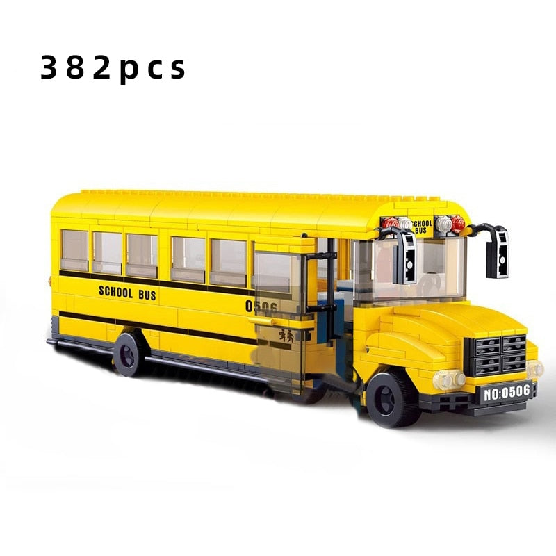 Bus City UK London Building Blocks School Vehicle Friends Wedding Car Traffic Bricks Double Station Girls Gifts technique toys
