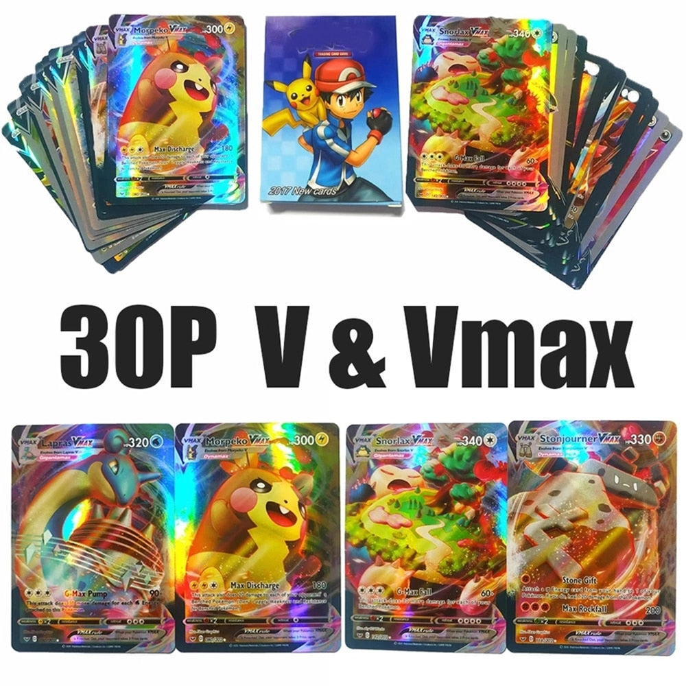 New Pokemon Card Featuring VMAX Gold Silver Black Trading English Version GX V Tag Team Shining Cards
