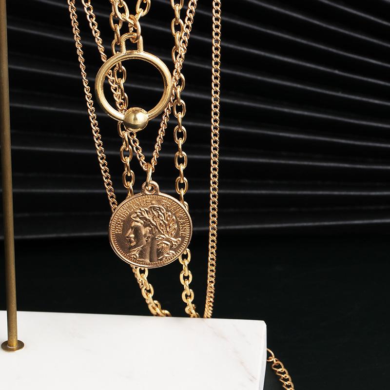 Coin portrait retro gold coin coin embossed pendant necklace