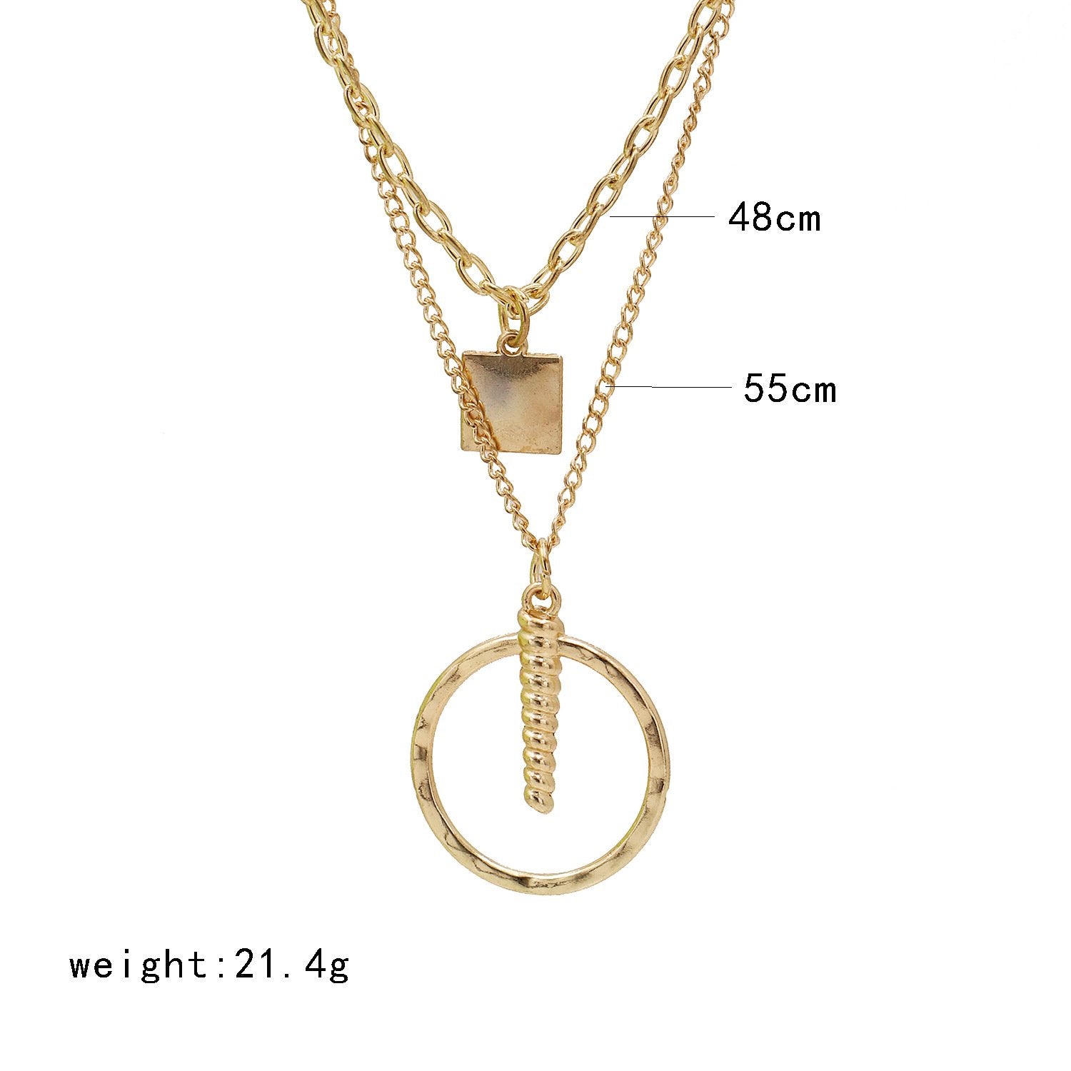 Geometric pendant multi-layer necklace