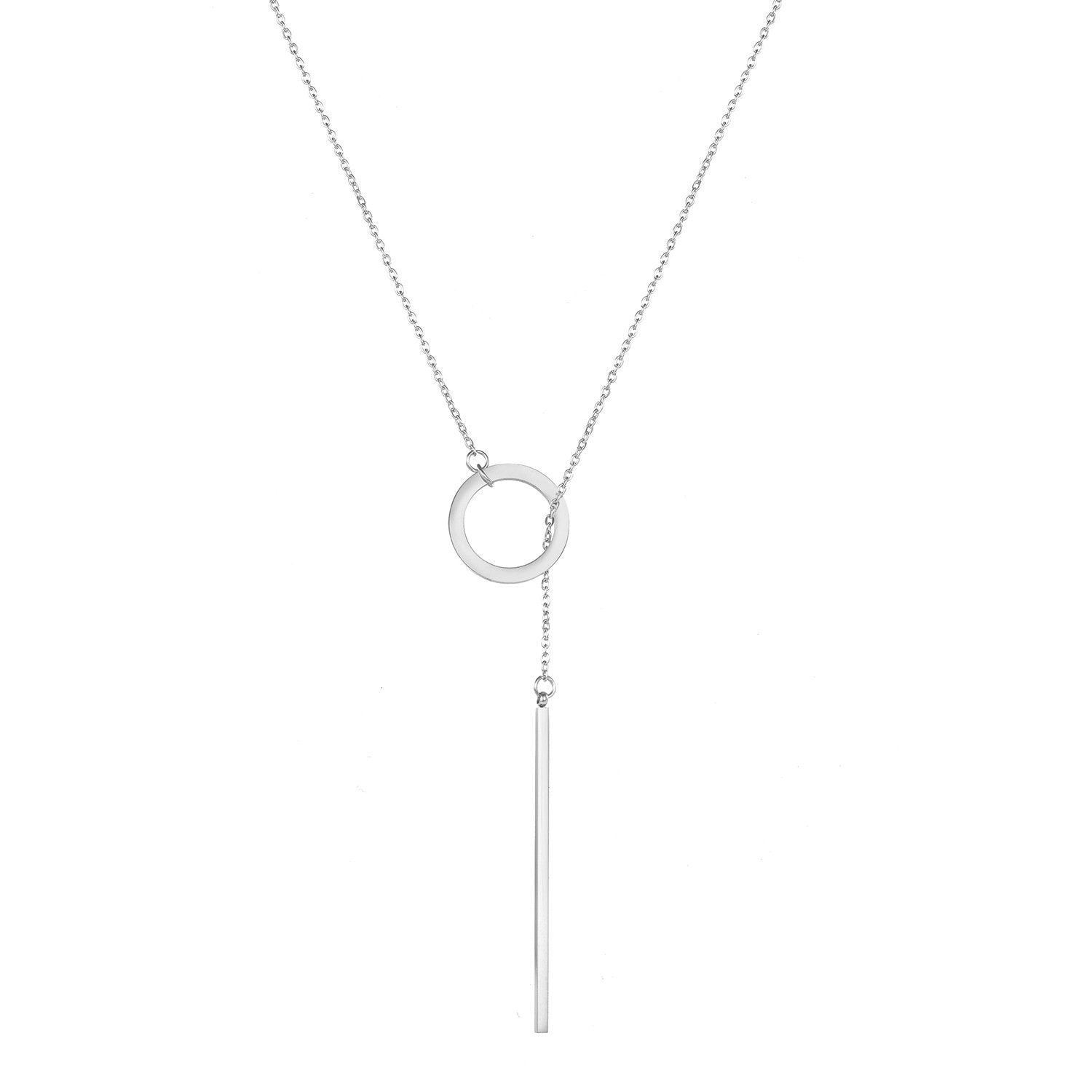 Geometric round stainless steel necklace clavicle chain