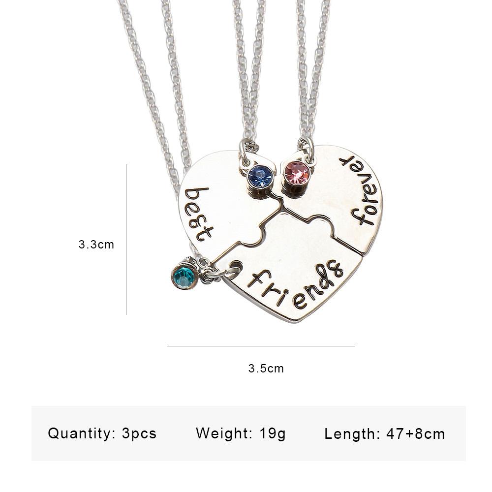 Heart-shaped jigsaw titanium steel couple three-piece necklace simple necklace