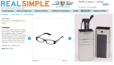 ChefSpecs featured product in Real Simple magazine
