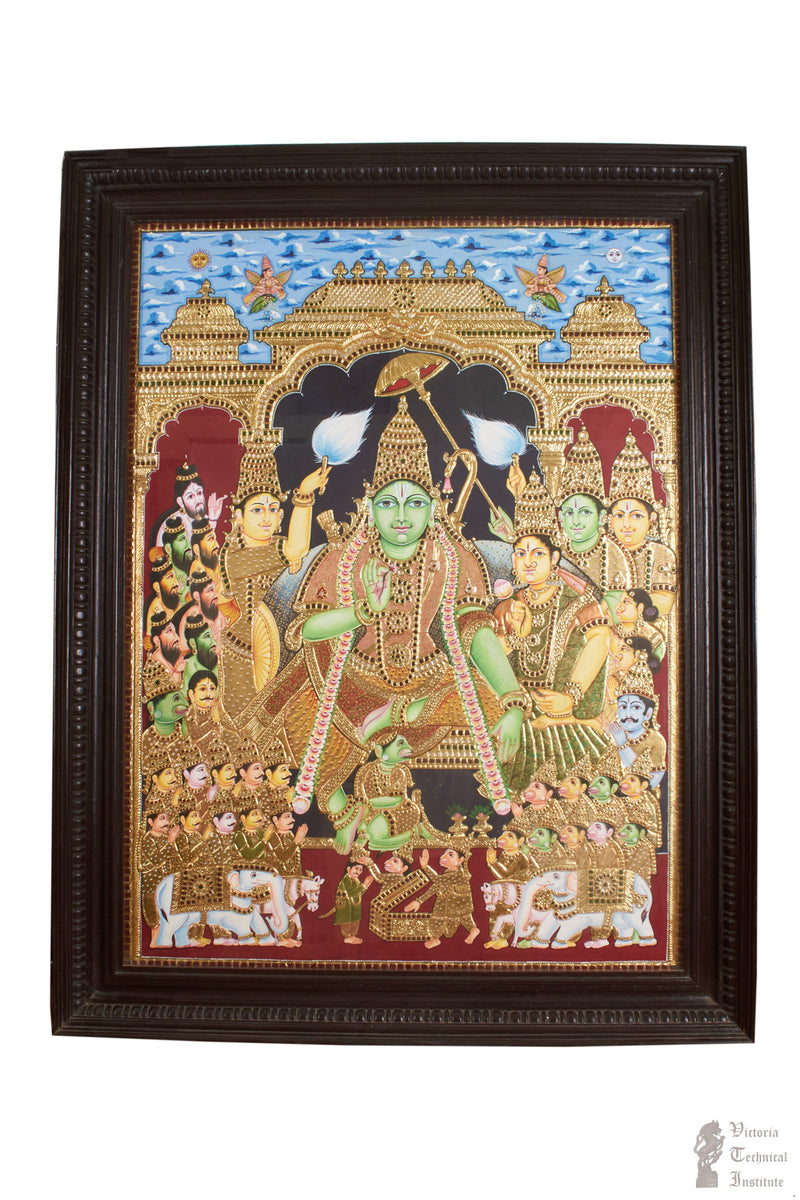 Handmade Ramar Pattabhishekam Tanjore Painting – VTI HERITAGE