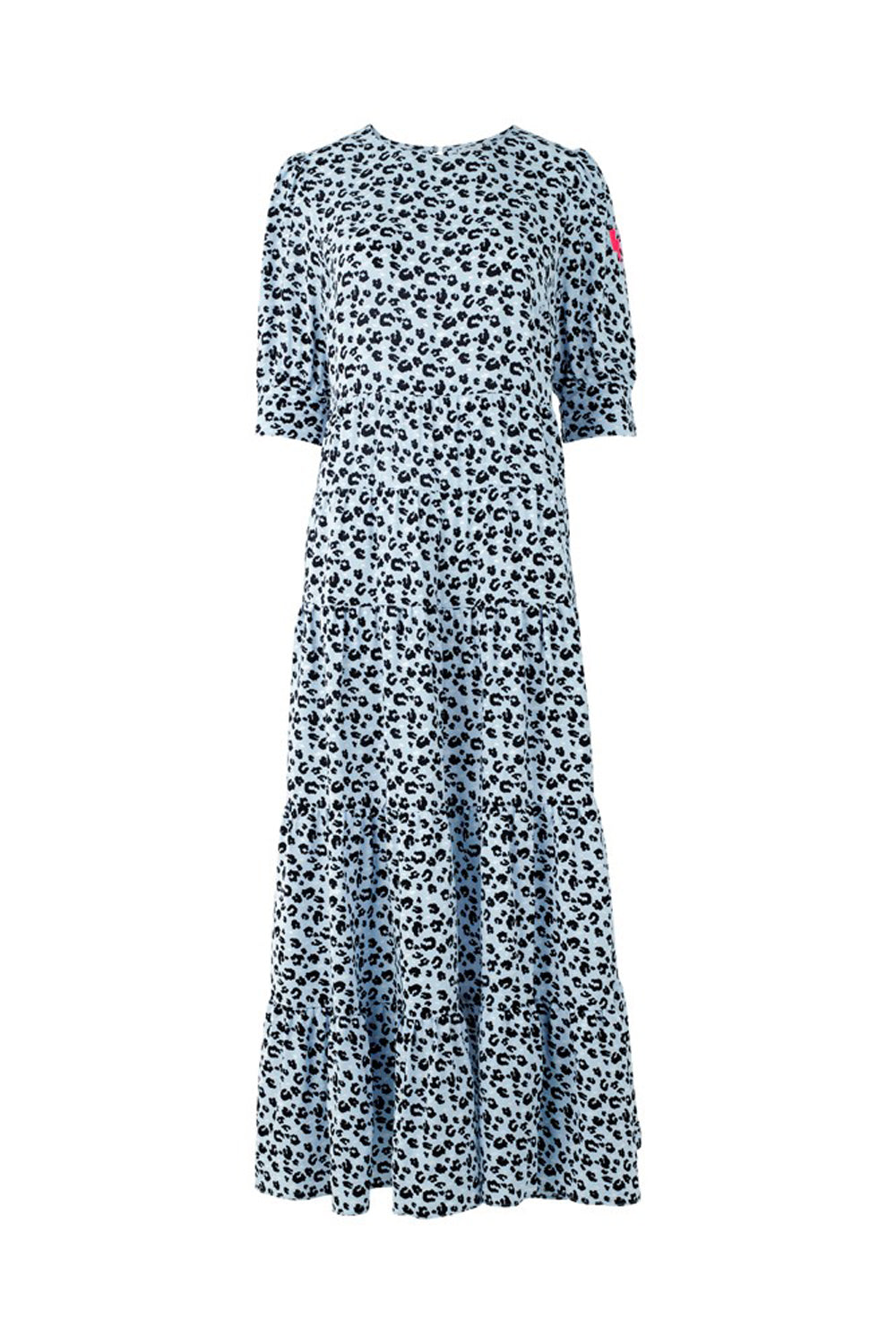 Pale Blue Leopard Tiered Maxi Dress
