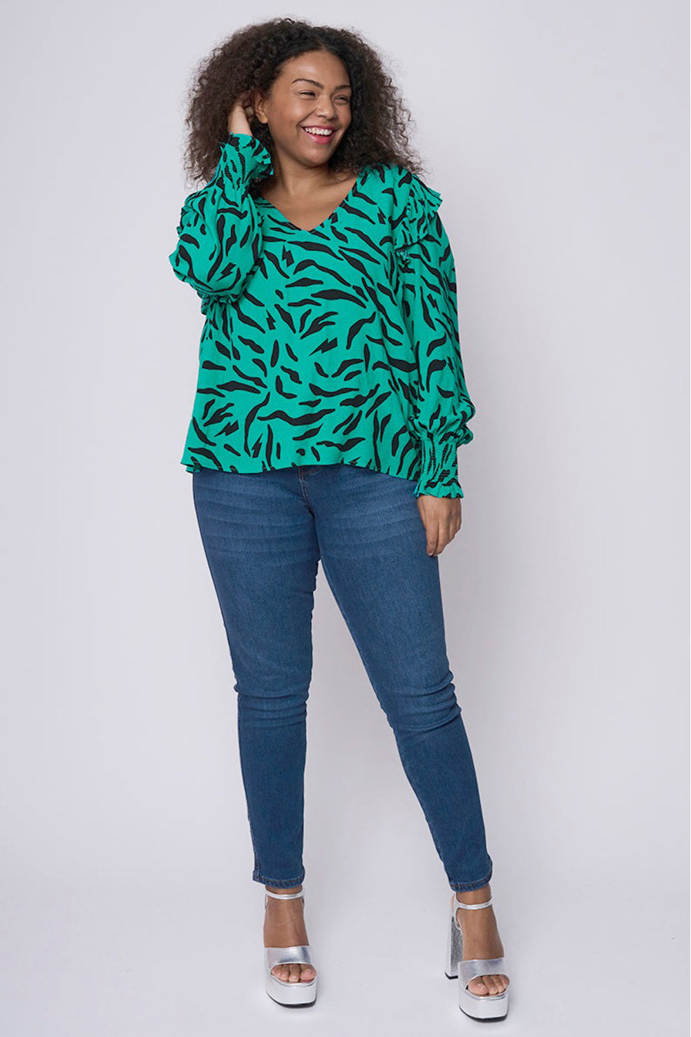 Teal with Black Zebra Top