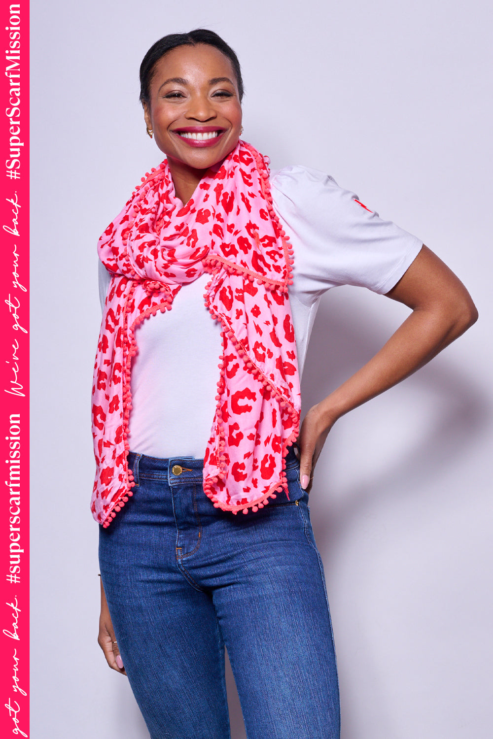 Pink with Red Leopard Charity Super Scarf
