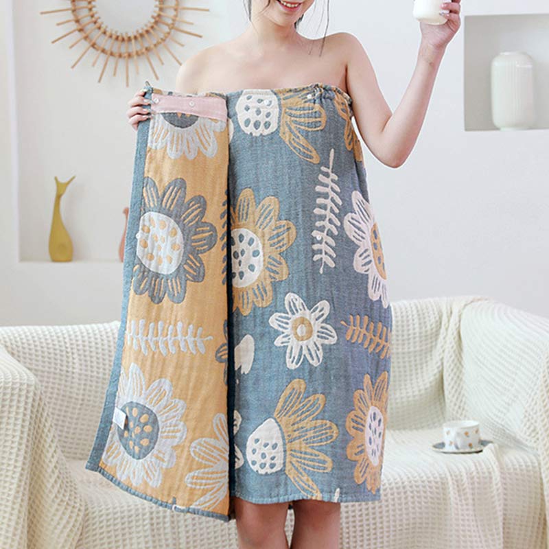 Sunflower Print Cotton Bath Wrap Towel