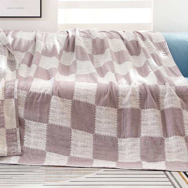 Checkerboard Cotton Gauze Sofa Blanket