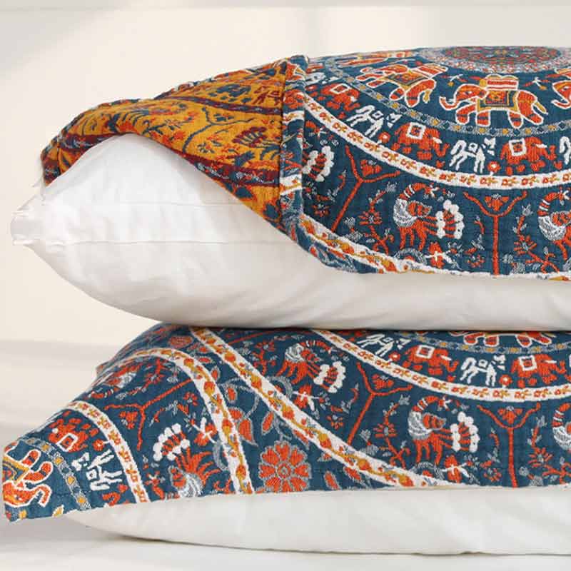 Colorful Pattern Cotton Gauze Pillow Towel (2PCS)
