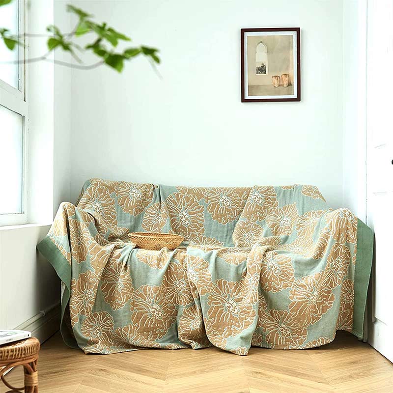 Lightweight Peony Cotton Reversible Blanket