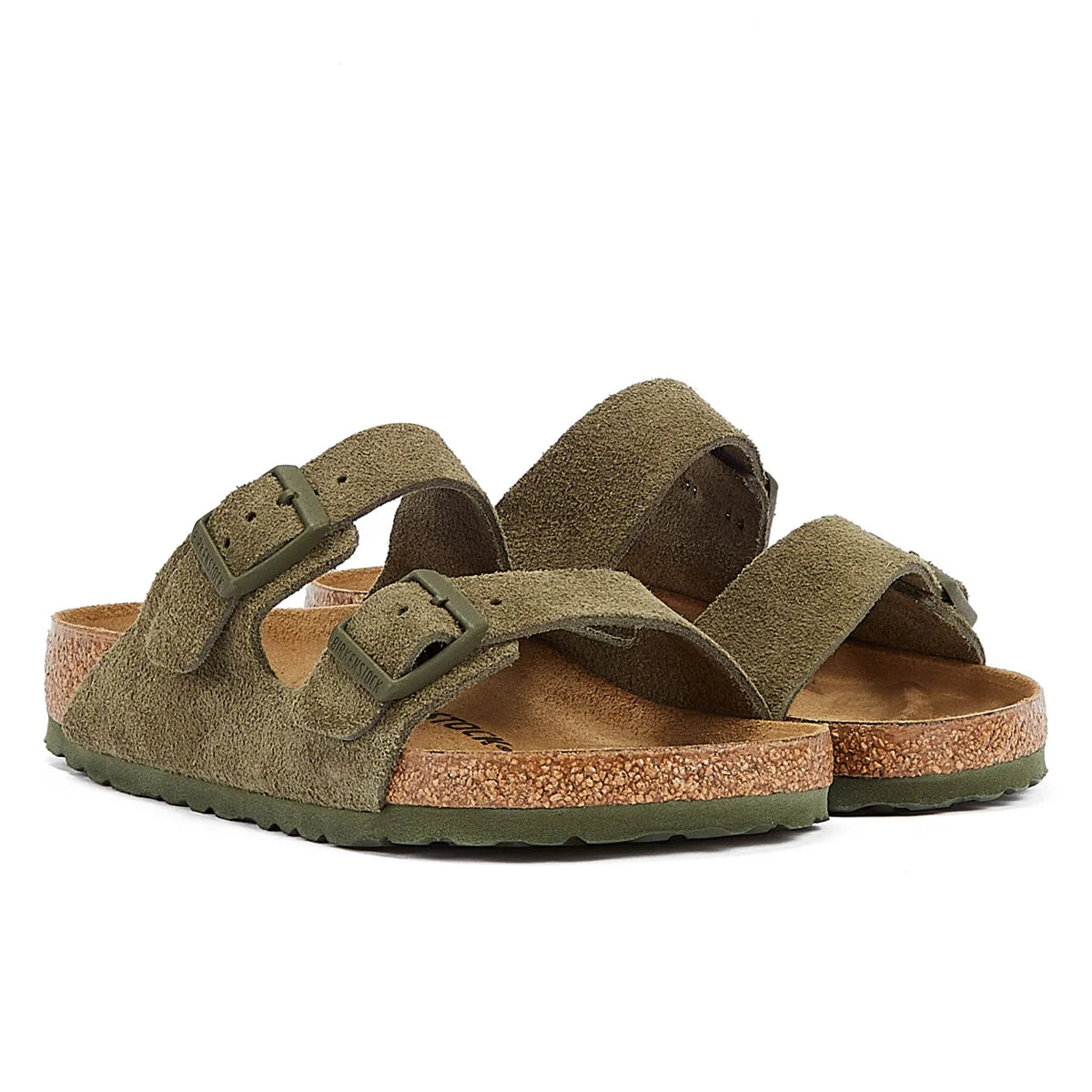 Birkenstock Arizona Thyme Khaki Suede Leather Sandals