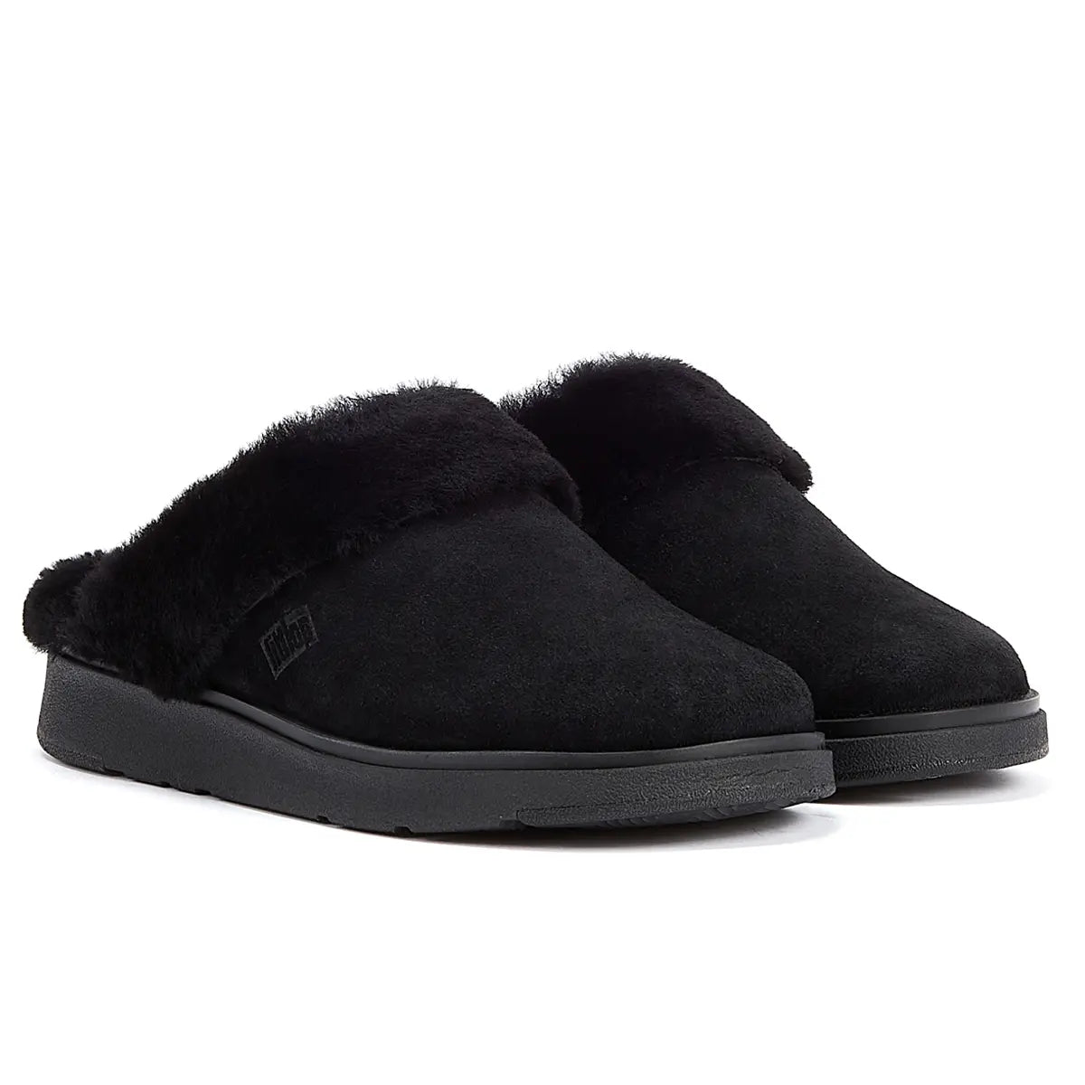 Fitflop Shearling Collar Women’s Black Slippers