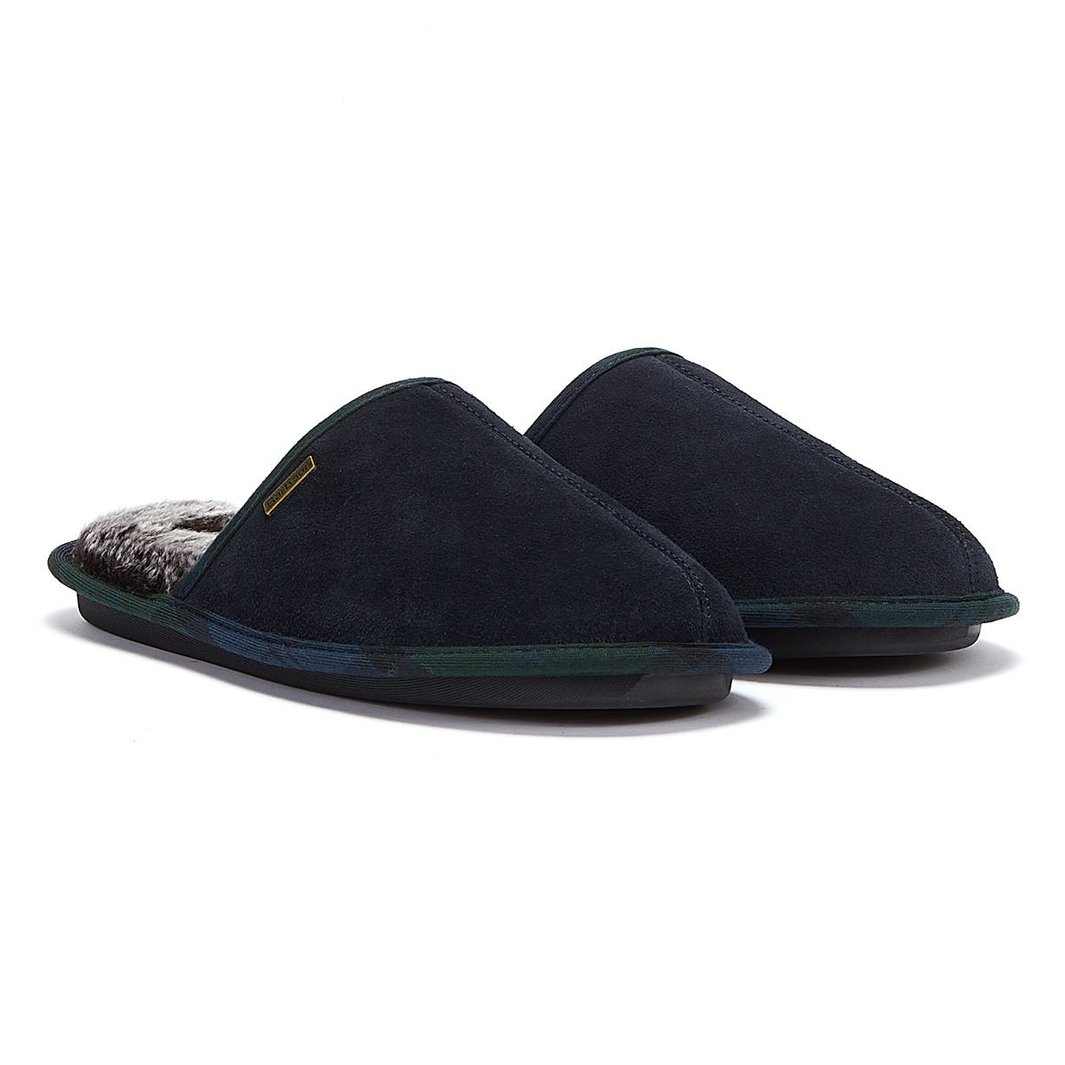 Barbour Young Suede Mens Navy Slippers