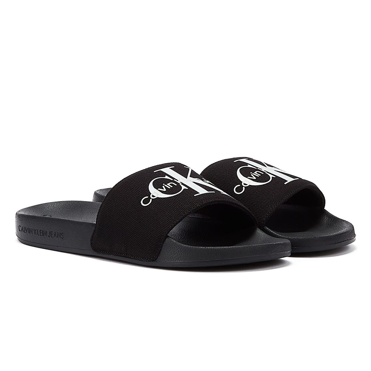 Calvin Klein Jeans Slide Monogram Co Womens Black Sandals
