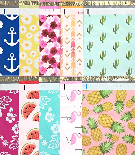 50 Piece Designer 10x13 CACTUS and ARROW Collection Succulents Flowering Cacti Poly Mailers  Envelopes Shipping Bags Green Peach Purple