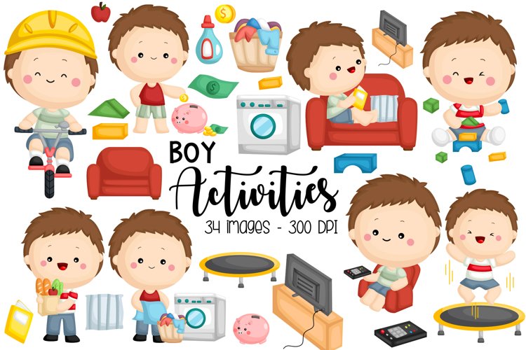 Boy Activity Clipart - Cute Kid Clip Art