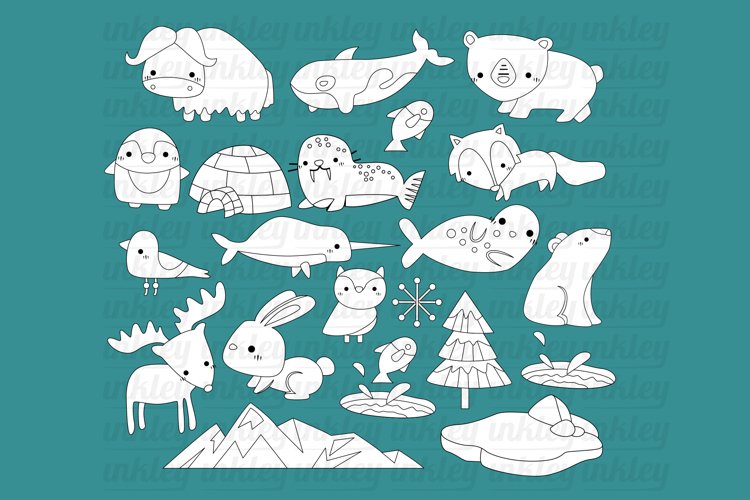 Black and White Coloring Arctic Animals