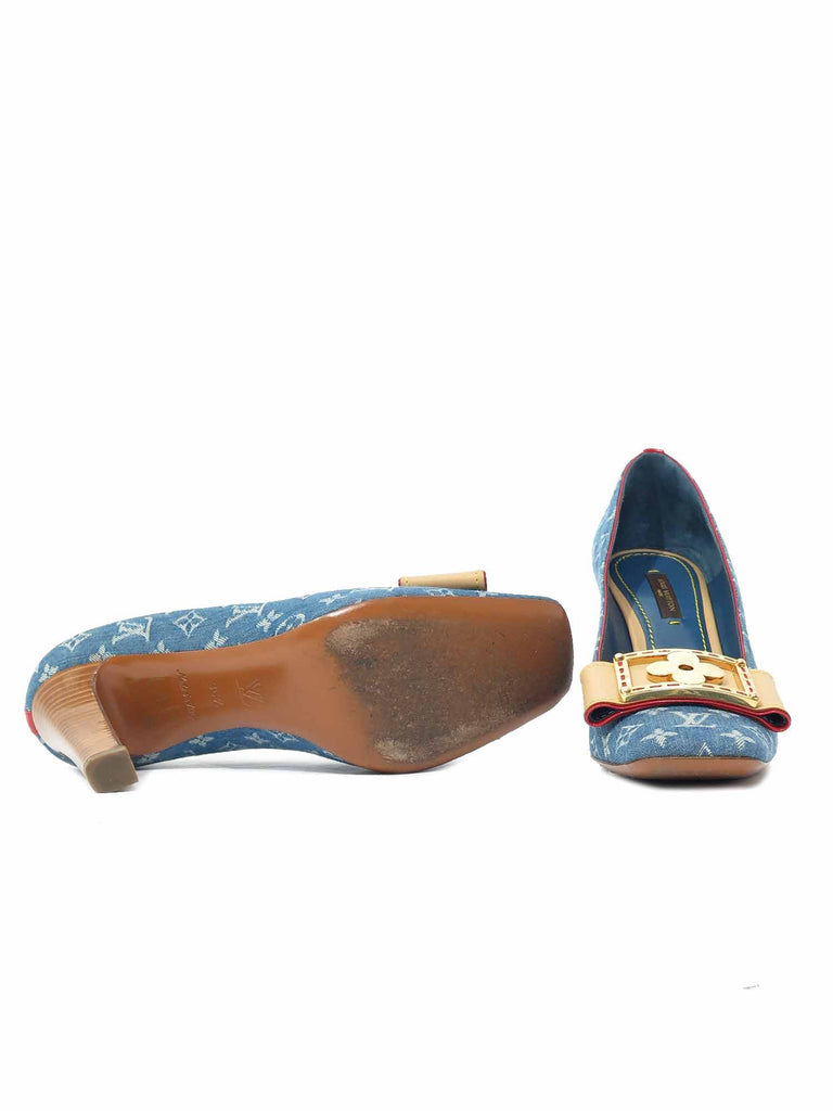 Pre-owned Louis Vuitton Monogram Denim Pumps – Sabrina&#39;s Closet