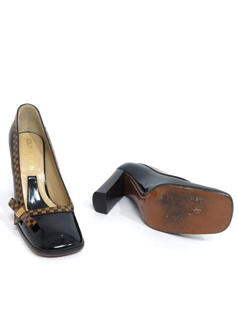 Pre-owned Louis Vuitton Patent Leather Damier Pumps – Sabrina&#39;s Closet