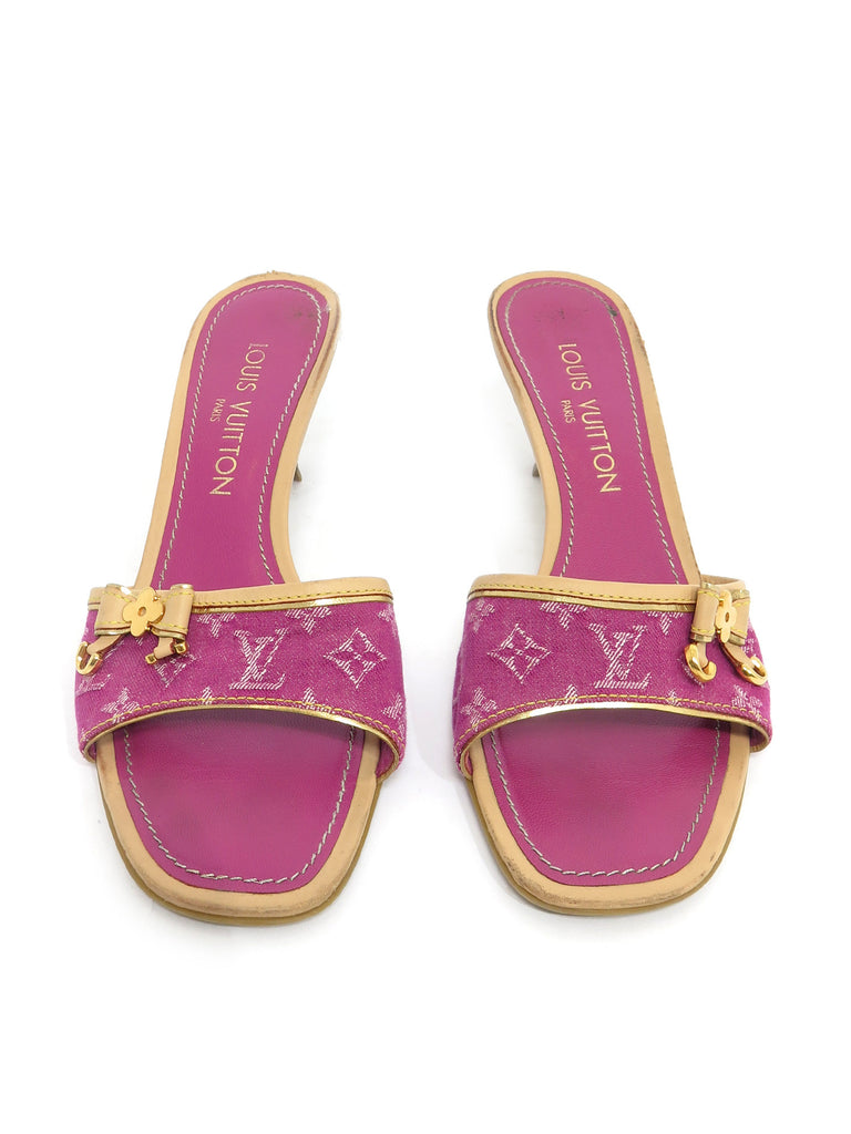 Pre-owned Louis Vuitton Monogram Denim Slide Sandals – Sabrina&#39;s Closet
